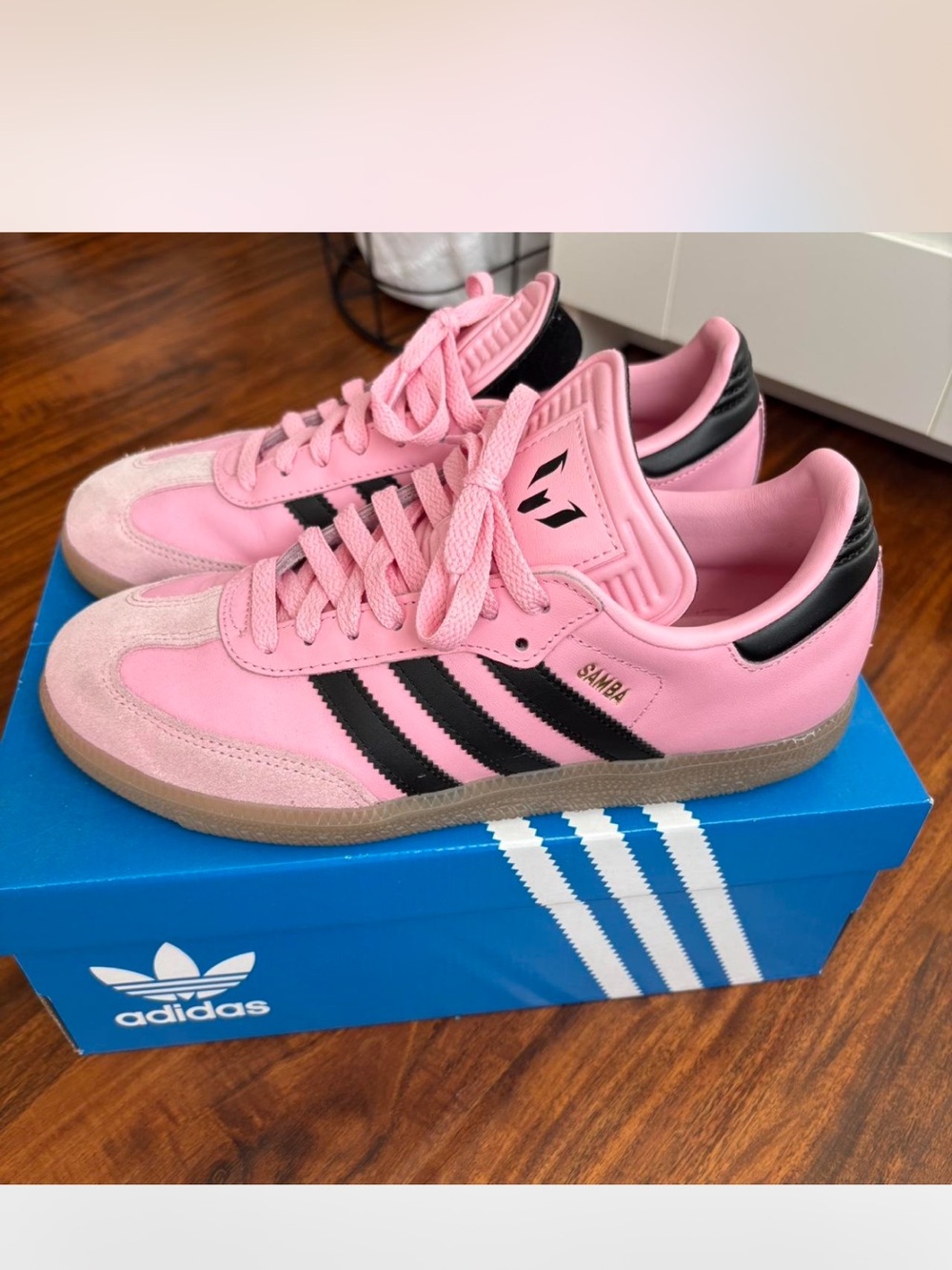adidas Pink and Black Women's samba Messi Athletic Sneakers - Picture 3 of 5